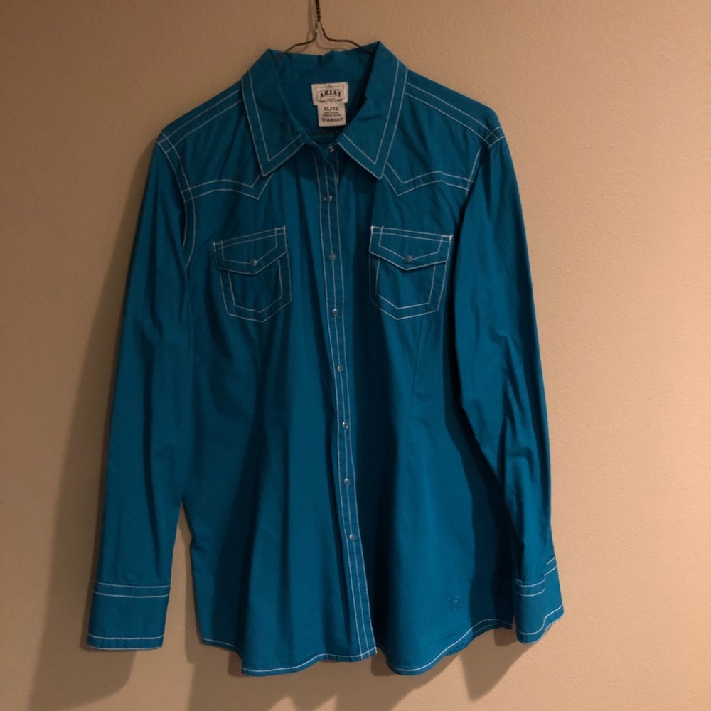 Ariat Western Shirt Solid Color White Contrast